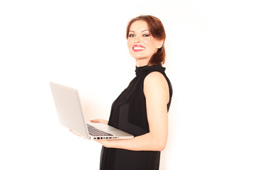 Fototapeta premium junge Geschäftsfrau mit Laptop