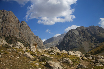 Fototapeta na wymiar Mountains close to Arslanbob, south of Kyrgyzstan