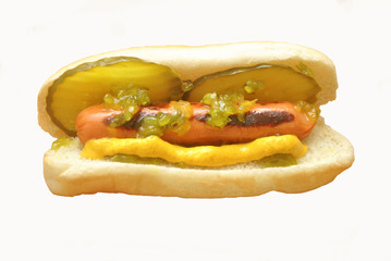 Pickled Hotdog Isolated on White