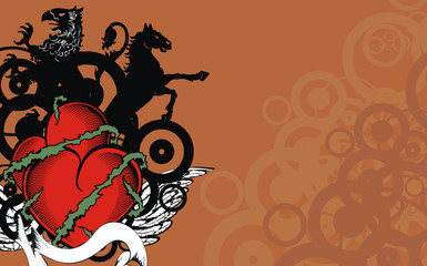 heraldic heart coat of arms background