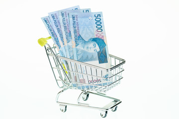 Indonesian Rupiah in shopping cart