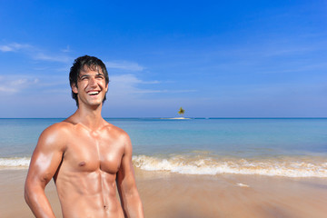 man at the Paradisiac beach