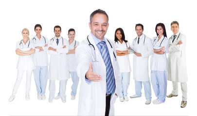 Fototapeta na wymiar Large group of doctors and nurses