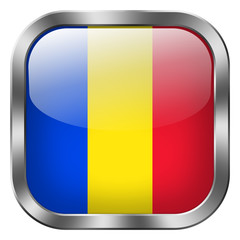 romania square metal button