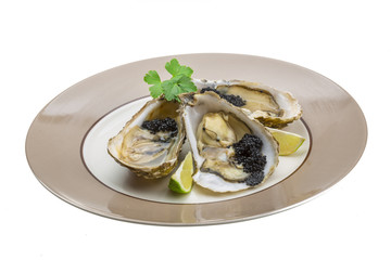 Oysters with black cavair