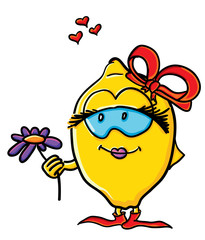 Funny cartoon lemon  is a girl