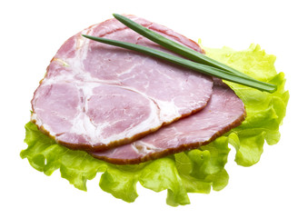 Bacon with salad leaves