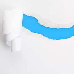 Torn paper sheet with an empty gap hole
