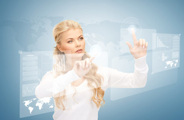 businesswoman working with virtual screens