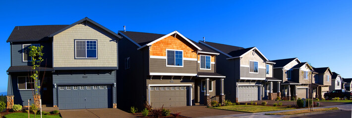 Panorama of New Homes in Suburban Neighborhood