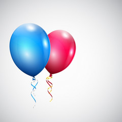 Red and blue balloons on striped background
