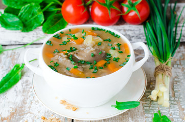 Mushroom soup with buckwheat