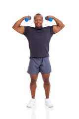 afro american muscular man showing muscles