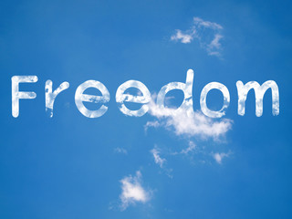 Fototapeta premium Freedom a cloud massage on sky