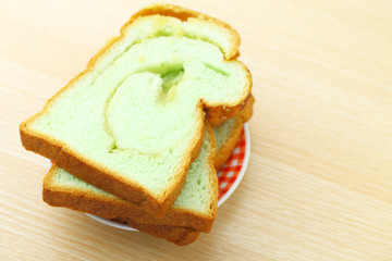 Slice of pandan bread