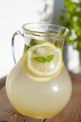 Fresh cold ginger lemonade with ice
