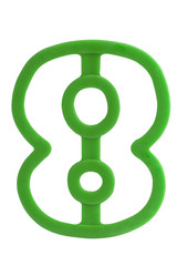 Plastic alphabet letter number 8 on white background with work p