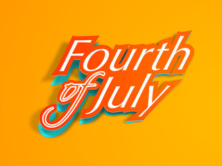 Fourth of July text, American Independence Day concept on yellow
