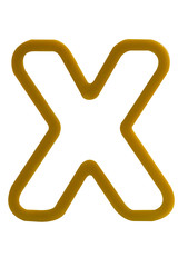 Plastic hollow alphabet (X) on white background with work path