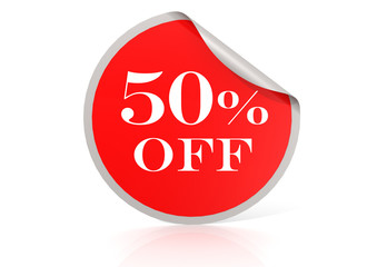 Red round sticker for 50 percent discount