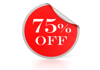 Red round sticker for 75 percent discount