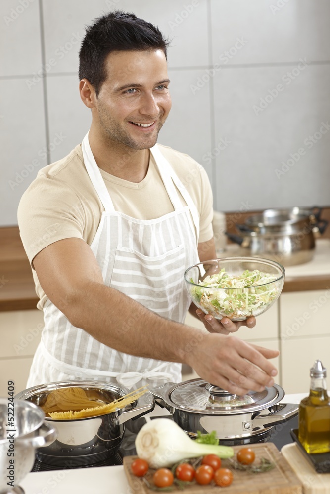 Sticker Young man in kitchen