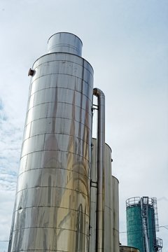 Large industrial silo outdoors