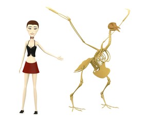 Fototapeta premium 3d render of cartoon character with bird skeleton