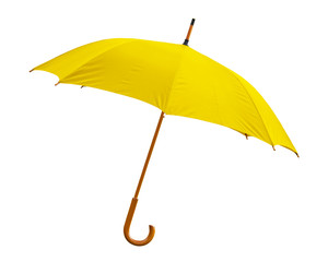Yellow umbrella on white background
