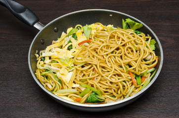 Yakisoba Thai style,Thai noodle in pan
