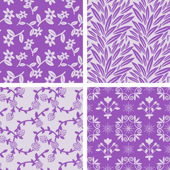 Seamless floral patterns purple collection