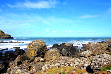 Fototapeta na wymiar Beautiful rocky coastline of Northern Ireland