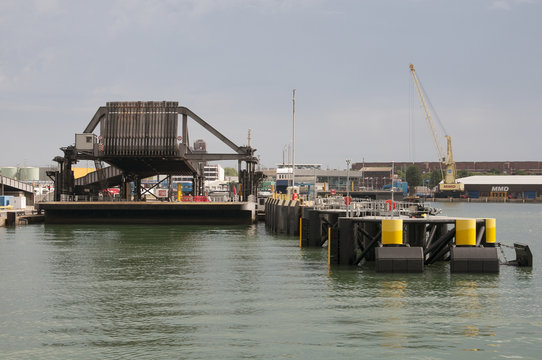 Ferryport linkspan for RoRo ferries Portsmouth UK