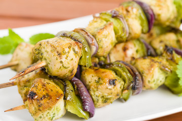Lime, Mint & Coriander Chicken Kebabs. Barbeque food!