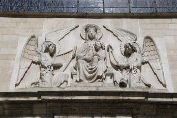Linteau de l'église Saint-Nicolas à Bruxelles, Belgique