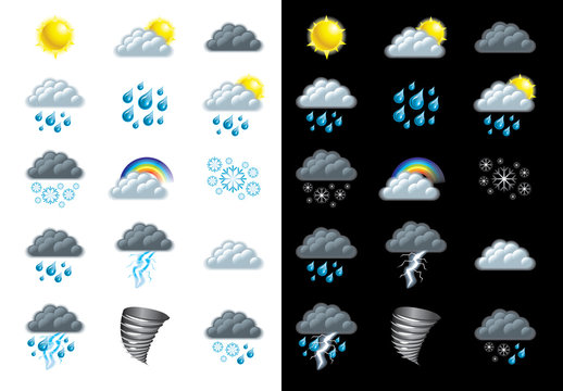 weather forecast icons detailed vector set