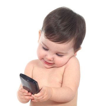 Beautiful Baby Playing And Touching A Smart Phone