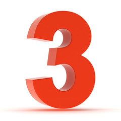 Naklejka premium The Number Three - Red Plastic