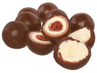 Candy chocolate balls with cream filling