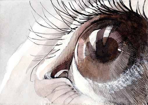 painting of beautiful human eye