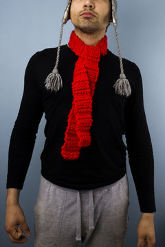 Hipster with red scarf