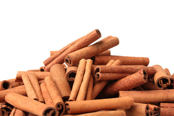 Cinnamon sticks isolated on white