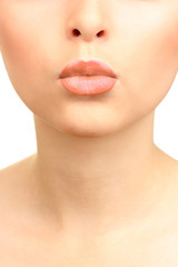 Beautiful make up of glamour beige gloss lips