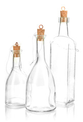 Original glass bottles isolated on white