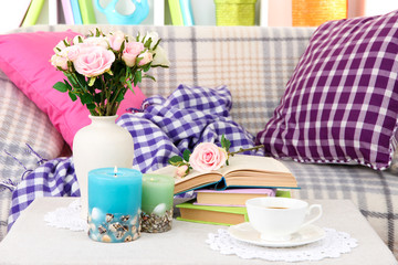 Close up on trendy modern living room