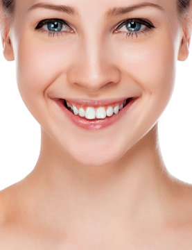 Smiling woman mouth with great teeth.
