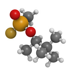 Soman nerve agent, molecular model. Soman is a chemical weapon,