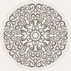 Fototapeta na wymiar Curl pattern background. Ornamental round lace.