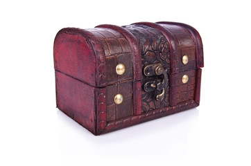 Old chest isolated on the white background