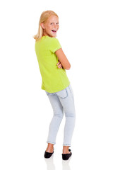 Fototapeta premium cute preteen girl looking back